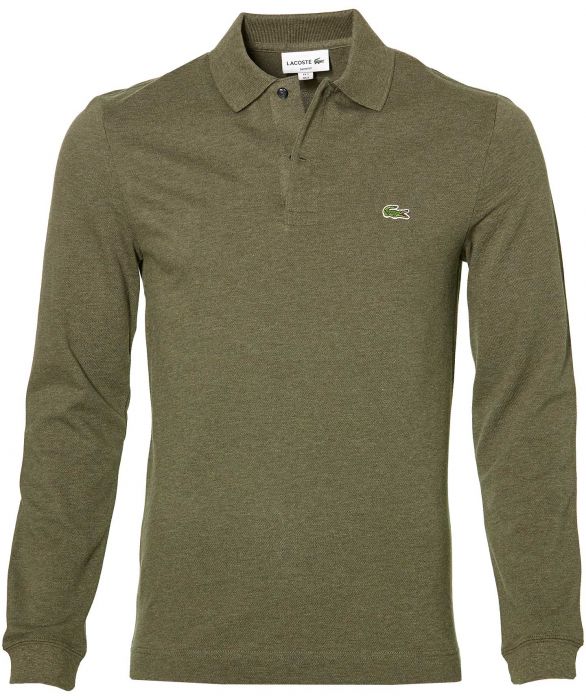 sale Lacoste polo lange mouw slim fit groen Herenkleding