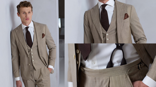 beige trouwpak